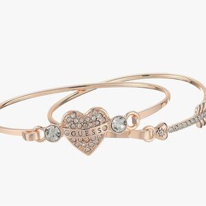 Guess Gold Crystal Heart Bracelet Set
